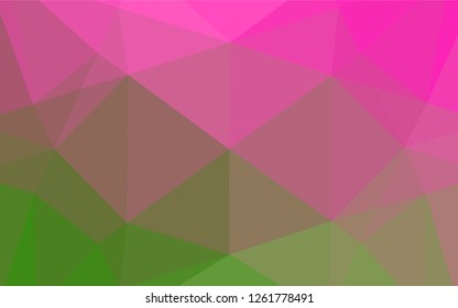 Light Pink, Green vector shining hexagonal background. Glitter abstract illustration with an elegant design. The textured pattern can be used for background.