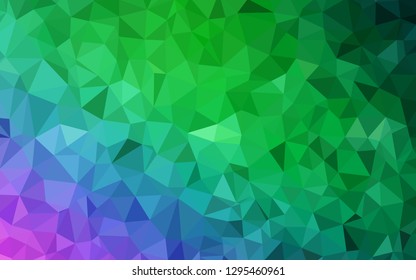 Light Pink, Green vector shining triangular background. Polygonal abstract illustration with gradient. Brand new design for your business.