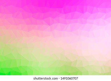 Light Pink, Green vector shining triangular pattern. Colorful illustration in Origami style with gradient.  Template for your brand book.