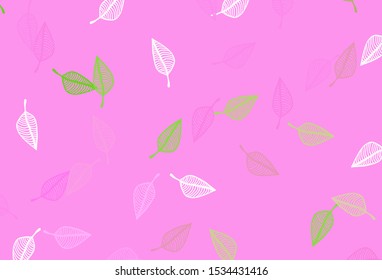 Light Pink, Green vector sketch layout. Brand new colorful illustration in modern style with leaves. Pattern for wallpapers and coloring books.