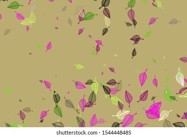 Light Pink, Green vector sketch background. Modern geometrical abstract illustration with leaves. Pattern for wallpapers and coloring books.