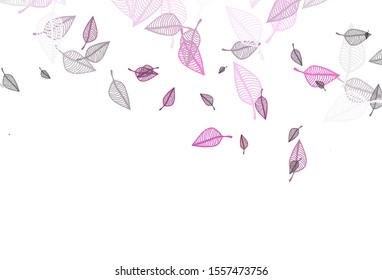 Light Pink, Green vector sketch backdrop. Brand new colorful illustration in modern style with leaves. Completely new design for your business.