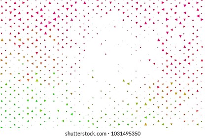 Light Pink, Green vector of small triangles on white background. Illustration of abstract texture of triangles. Pattern design for banner, poster, cover.