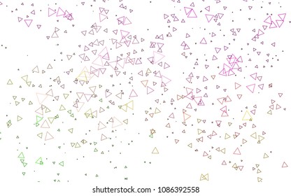 Light Pink, Green vector of small triangles on white background. Illustration of abstract texture of triangles. Pattern design for banner, poster, cover.