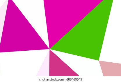 Light Pink, Green vector of small triangles on white background. Illustration of abstract texture of triangles. Pattern design for banner, poster, cover.