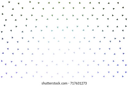 Light Pink, Green vector of small triangles on white background. Illustration of abstract texture of triangles. Pattern design for banner, poster, cover.