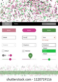 Light Pink, Green vector style guide with circles. Colorful ui/ux kit with header consisted of spheres. This sample is for your website.
