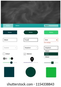 Light Pink, Green vector style guide with sky stars. Simple Material Design Kit with colorful clouds in header. Modern template for your landing page.