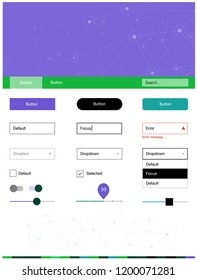 Light Pink, Green vector style guide with triangles, circles. Style guide in polygonal style with triangles, circles. Simple colorful design for websites.
