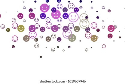 Light Pink, Green vector template with sweet snacks. Illustration with set of smiles in simple style. Pattern for ad, booklets, leaflets of celebrations.