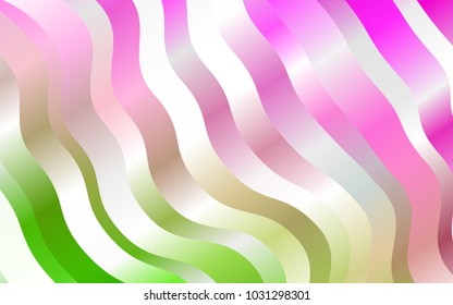 Light Pink, Green vector template with lines, ovals. Glitter abstract illustration with wry lines.