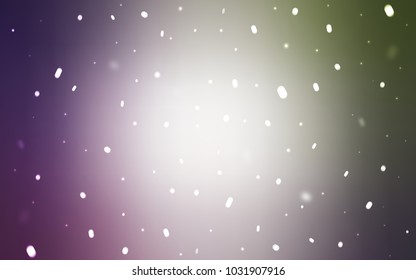 Light Pink, Green vector template with ice snowflakes. Blurred decorative design in xmas style with snow. The template can be used as a new year background.