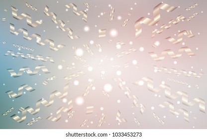 Light Pink, Green vector template with carnival confetti. Modern geometrical abstract illustration with carnival ribbons. The pattern can be used for carnival, festival leaflets.