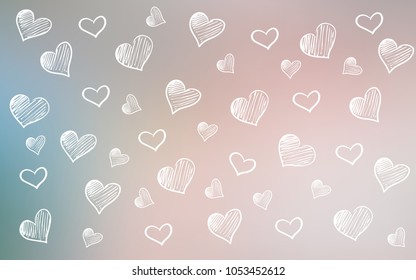 Light Pink, Green vector template with doodle hearts. Hearts on blurred abstract background with colorful gradient. Beautiful design for your business advert of anniversary.