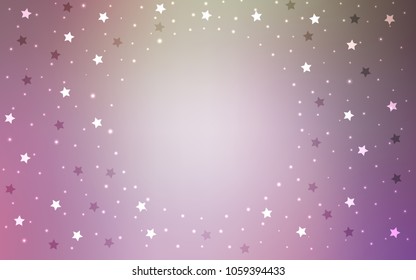 Light Pink, Green vector template with sky stars. Decorative shining illustration with stars on abstract template. The pattern can be used for wrapping gifts.