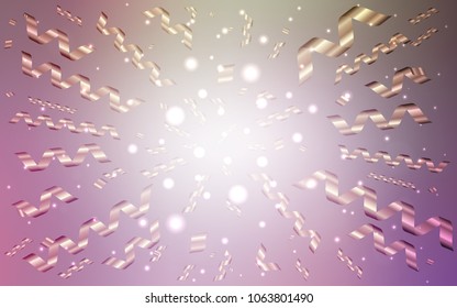 Light Pink, Green vector template with carnival confetti. Beautiful colored illustration with ribbon in celebration style. The pattern can be used for new year ad, booklets.