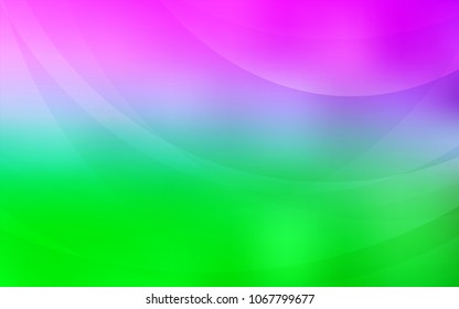 Light Pink, Green vector template with bent lines. Blurred geometric sample with gradient bubbles.  The template for cell phone backgrounds.