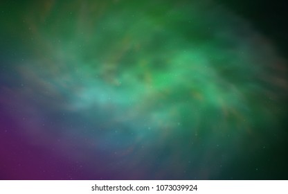 Light Pink, Green vector template with space stars. Shining colored illustration with bright astronomical stars. Best design for your ad, poster, banner.