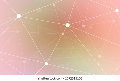 Light Pink, Green vector template with circles, triangles. Design with connection of dots and lines on colorful background. New design for ad, poster, banner of your website.