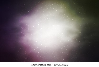 Light Pink, Green vector template with space stars. Glitter abstract illustration with colorful cosmic stars. Best design for your ad, poster, banner.