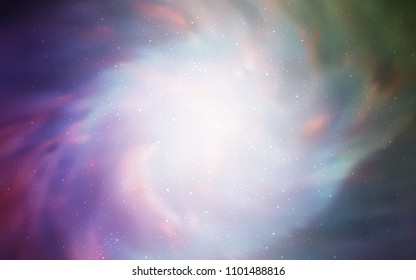 Light Pink, Green vector template with space stars. Glitter abstract illustration with colorful cosmic stars. Template for cosmic backgrounds.