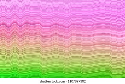 Light Pink, Green vector template with lines, ovals. Glitter abstract illustration with wry lines. A completely new template for your business design.