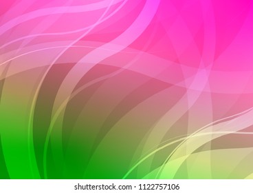Light Pink, Green vector template with lines, ovals. Colorful abstract illustration with gradient lines. A new texture for your  ad, booklets, leaflets.