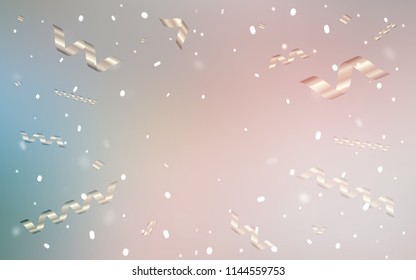 Light Pink, Green vector template with carnival confetti. Decorative shining illustration with ribbons on abstract template. The pattern can be used for new year ad, booklets.