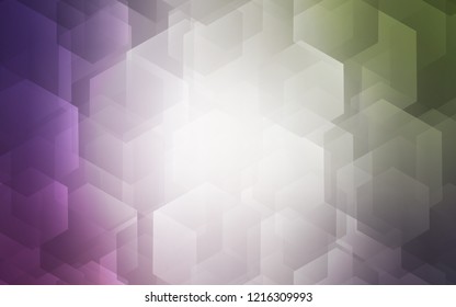 Light Pink, Green vector template in hexagonal style. Illustration of colored hexagons on white surface. Pattern can for your ad, booklets.