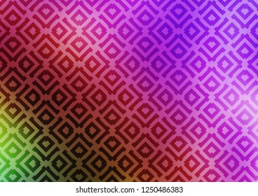 Light Pink, Green vector template with sticks, squares. Glitter abstract illustration with colorful lines, rhombuses. Pattern for ads, posters, banners.