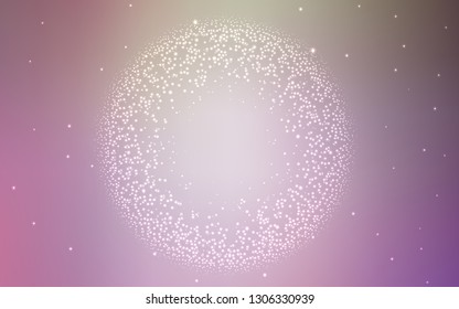 Light Pink, Green vector template with space stars. Shining colored illustration with bright astronomical stars. Pattern for futuristic ad, booklets.