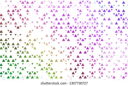 Light Pink, Green vector template with crystals, triangles. Illustration with set of colorful triangles. Best design for your ad, poster, banner.