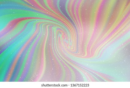 Light Pink, Green vector template with space stars. Glitter abstract illustration with colorful cosmic stars. Pattern for astronomy websites.