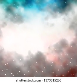 Light Pink, Green vector template with neon stars. Shining colorful illustration with small and big stars. Pattern for new year ad, booklets.