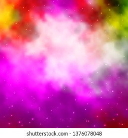 Light Pink, Green vector template with neon stars. Colorful illustration in abstract style with gradient stars. Pattern for new year ad, booklets.