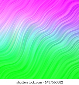 Light Pink, Green vector template with lines. Colorful abstract illustration with gradient curves. Template for your UI design.