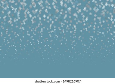 Light Pink, Green vector template with ice snowflakes. Glitter abstract illustration with crystals of ice. New year design for poster, banner.