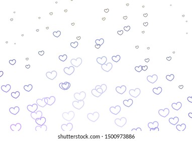 Light Pink, Green vector template with doodle hearts. Glitter abstract illustration with colorful hearts in romantic style. Pattern for valentine's ad, booklets.