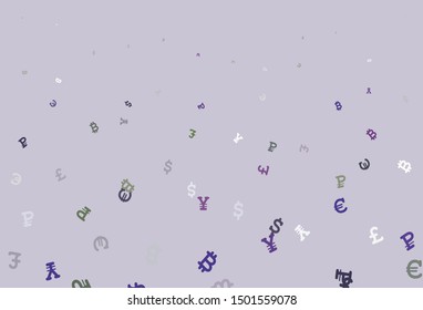 Light Pink, Green vector template with currency. Modern abstract illustration with symbols of digital money. Pattern for trader ads, booklets, leaflets.