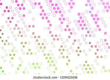 Light Pink, Green vector template with circles. Beautiful colored illustration with blurred circles in nature style. Pattern of water, rain drops.