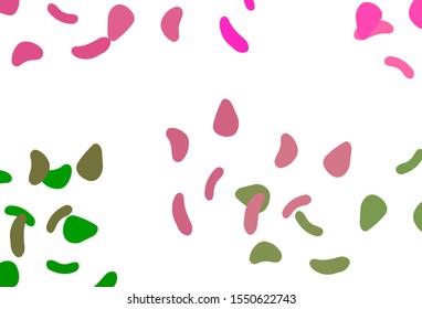 Light Pink, Green vector template with memphis shapes. Colorful chaotic forms with gradient in modern style. Background for a cell phone.