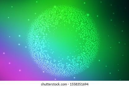 Light Pink, Green vector template with space stars. Shining colored illustration with bright astronomical stars. Template for cosmic backgrounds.