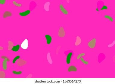 Light Pink, Green vector template with memphis shapes. Colorful chaotic forms with gradient in modern style. Background for a cell phone.
