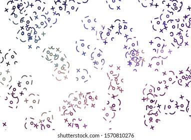 Light Pink, Green vector template with math simbols. Shining colorful illustration with isolated Digit signs. Pattern for posters, banners of math books.