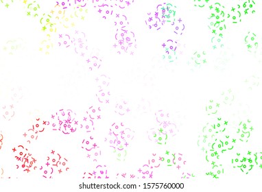 Light Pink, Green vector template with math simbols. Colored mathematic signs with gradient on white background. Pattern for ad, booklets, leaflets of education.