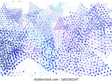 Light Pink, Green vector template with crystals, circles. Modern abstract illustration with colorful dots, lines. Best design for poster, banner.