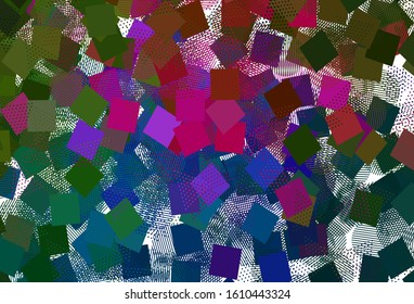 Light Pink, Green vector template with crystals, circles, squares. Abstract gradient illustration with circles, triangles, cubes. Modern template for landing page.