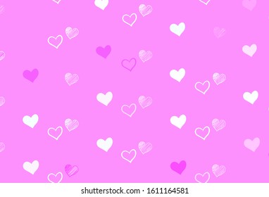 Light Pink, Green vector template with doodle hearts. Illustration with hearts in love concept for valentine's day. Template for Valentine's greeting postcards.