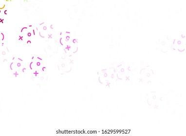 Light Pink, Green vector template with math simbols. Shining colorful illustration with isolated Digit signs. Pattern for ad, booklets, leaflets of education.