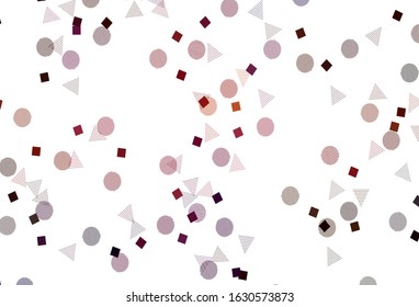 Light Pink, Green vector template with crystals, circles, squares. Circles, lines, rhombus with colorful gradient. Pattern for websites.
